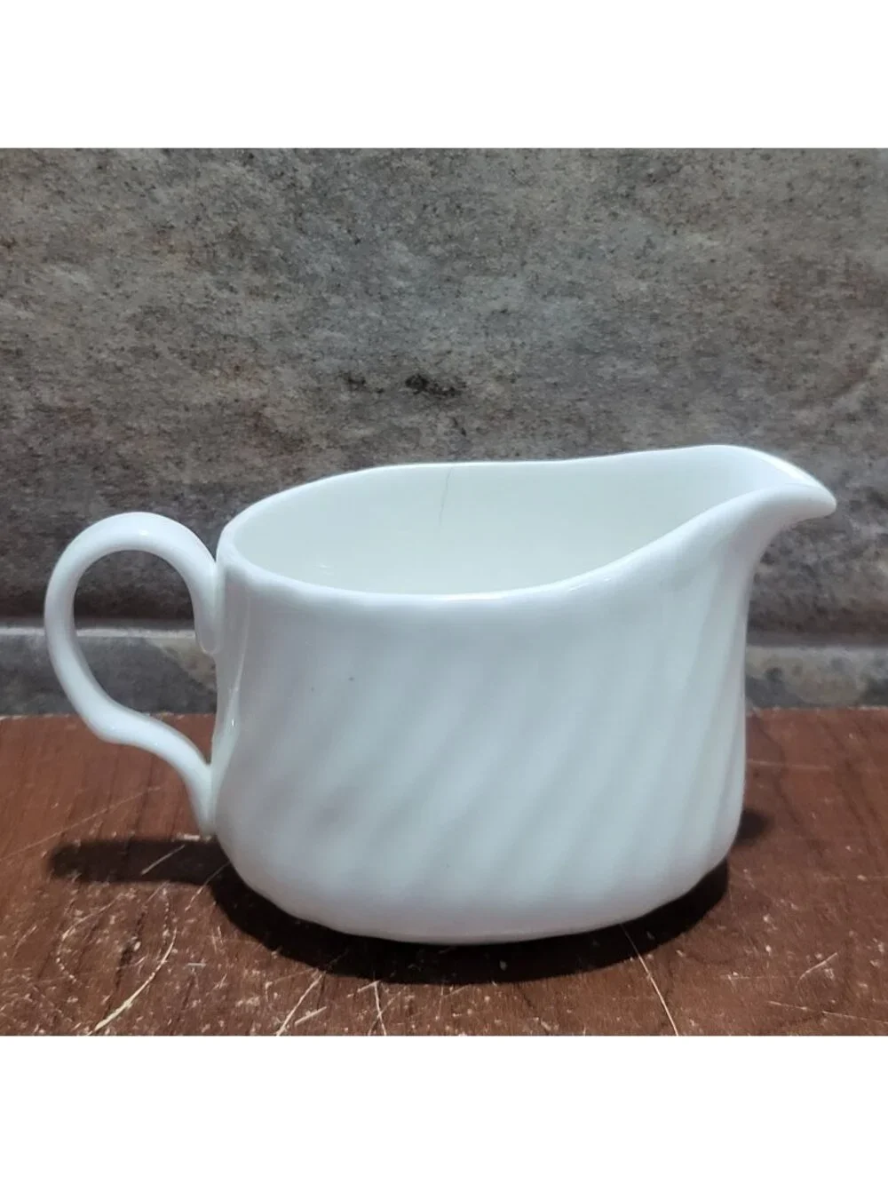 Vintage White Fife Mini Creamer Syrup Pitcher Distinctive Swirl Pattern